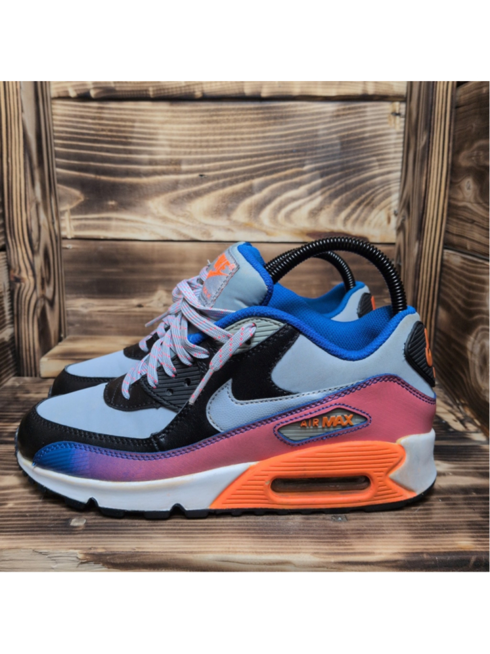 Nike Air Max 90 Premium Leather Multi Color (724879-002) Grade School Size 5.5Y
